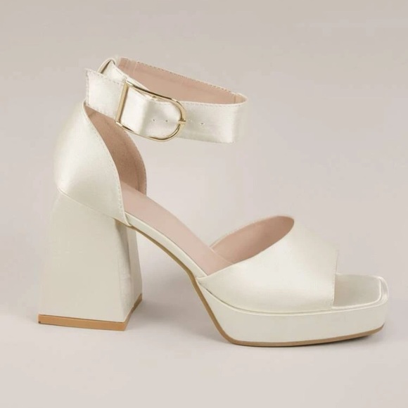 Satin Chunky Block Heels - Picture 2 of 3
